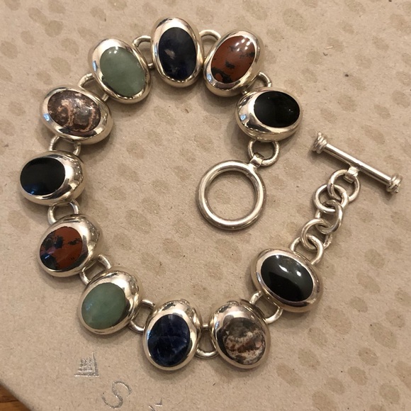 Rare Vintage Silpada Sterling Silver and Natural Multi-Stone Bracelet EB428 - Picture 12 of 16